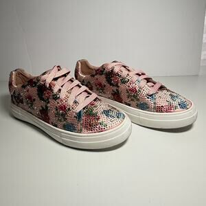 La Sheelah The Devin Rhinestone Low Top Lace Up Sneakers Size 10 Y2K Glam Flower